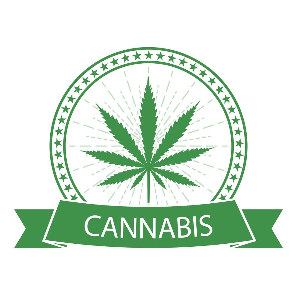 Medical marijuana and cannabis, green hemp leaves in circle and banner vector