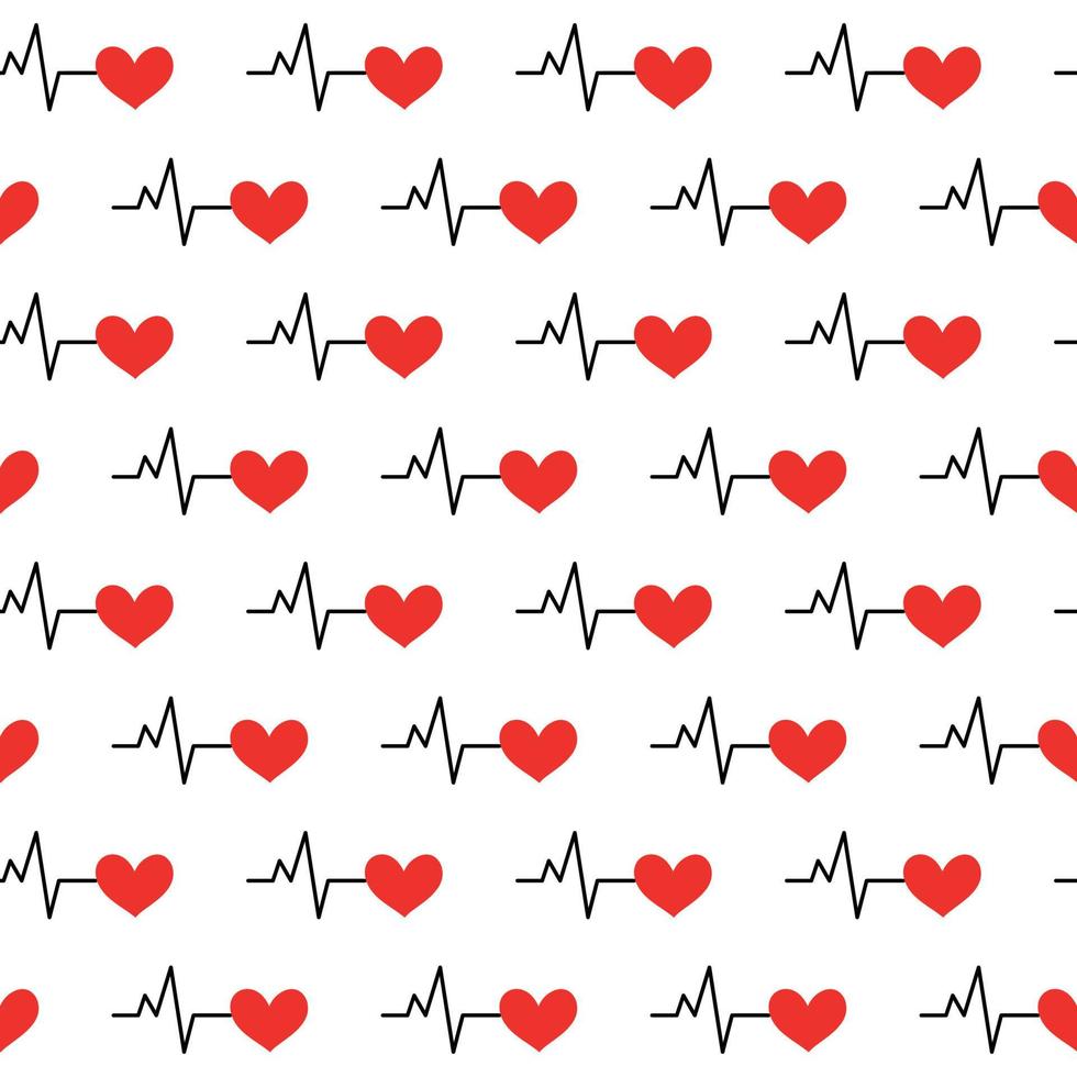 Seamless pattern with heartbeat symbol vector