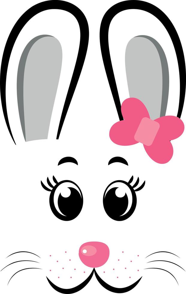 Kawaii Bunny face with pink bow.Rabbit symbol of 20233 year.Vector illustration vector