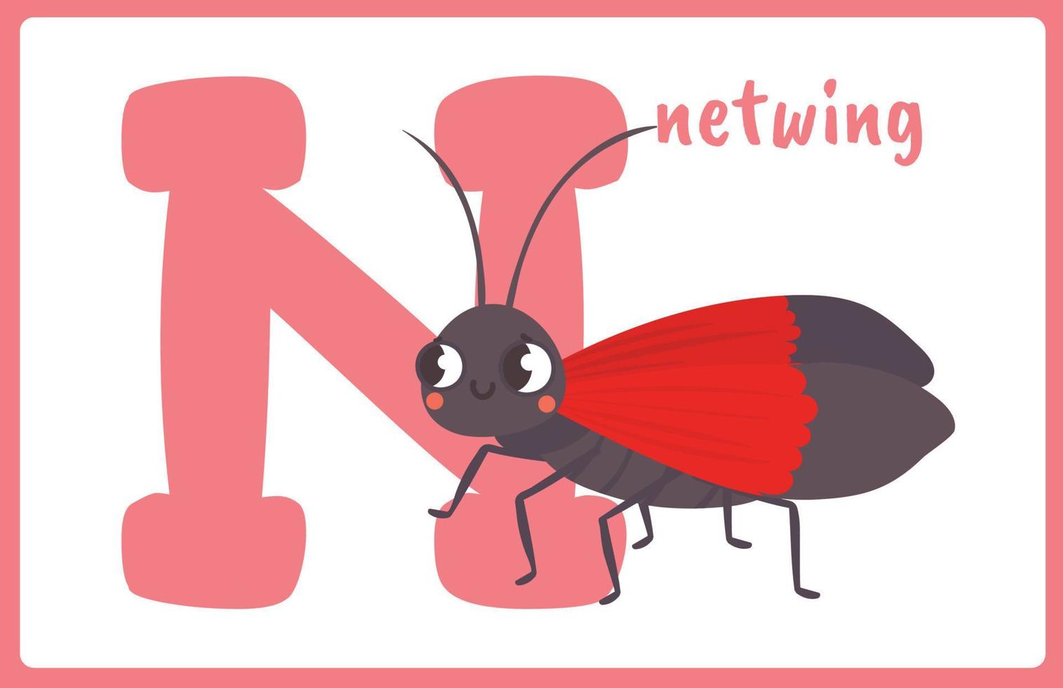 Flash Card Alphabet Insect N vector