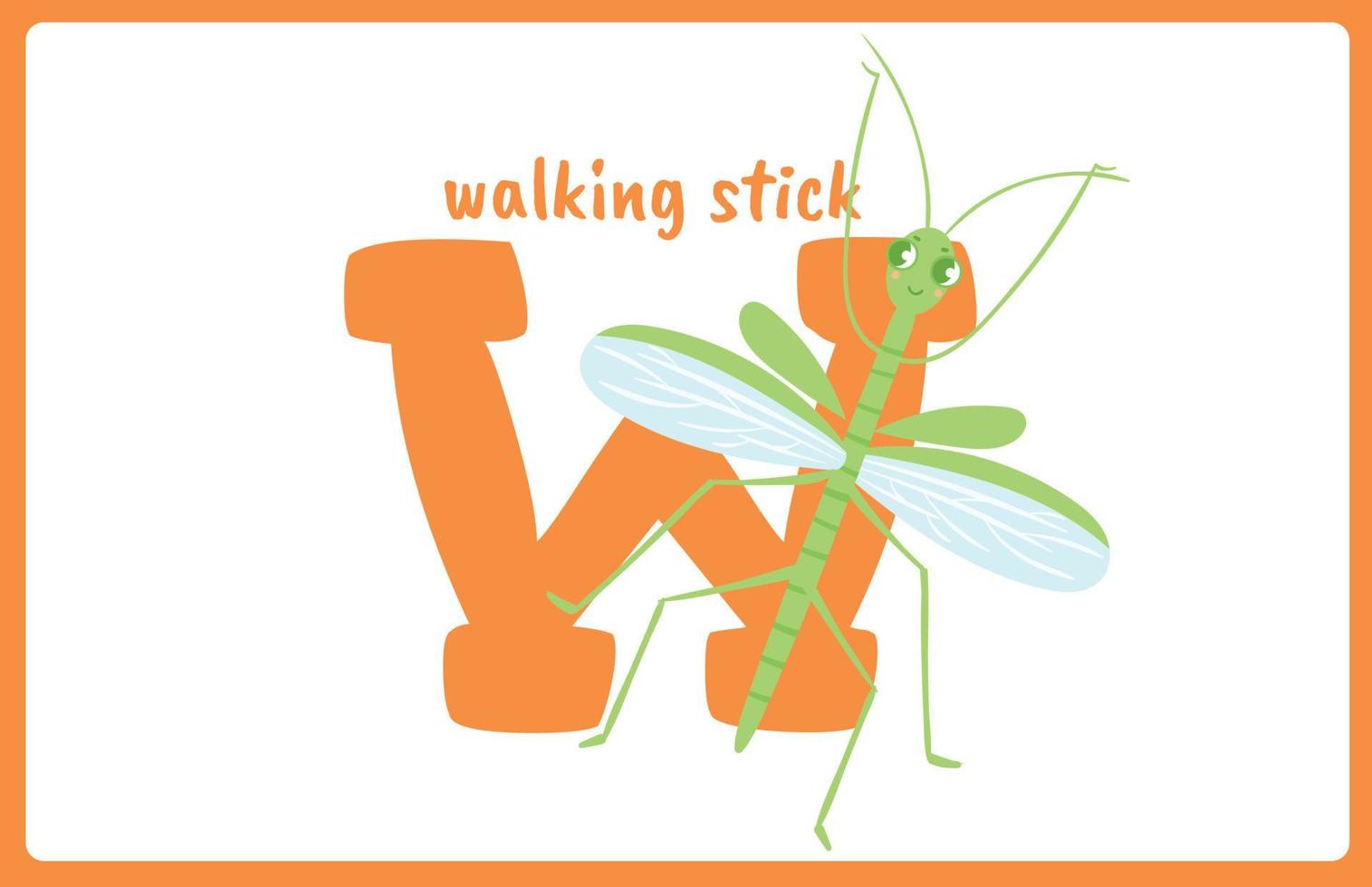 Flash Card Alphabet Insect W vector