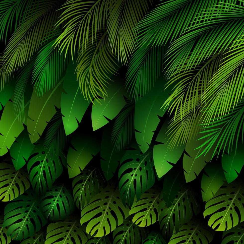 Exotic pattern with tropical leaves background.vector vector