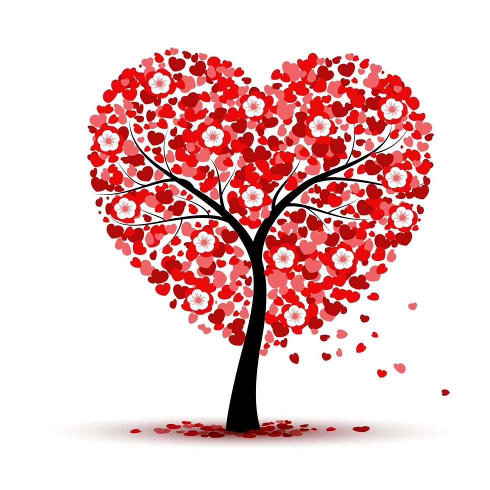fondo del día de san valentín con hojas de corazón rojo.vector vector