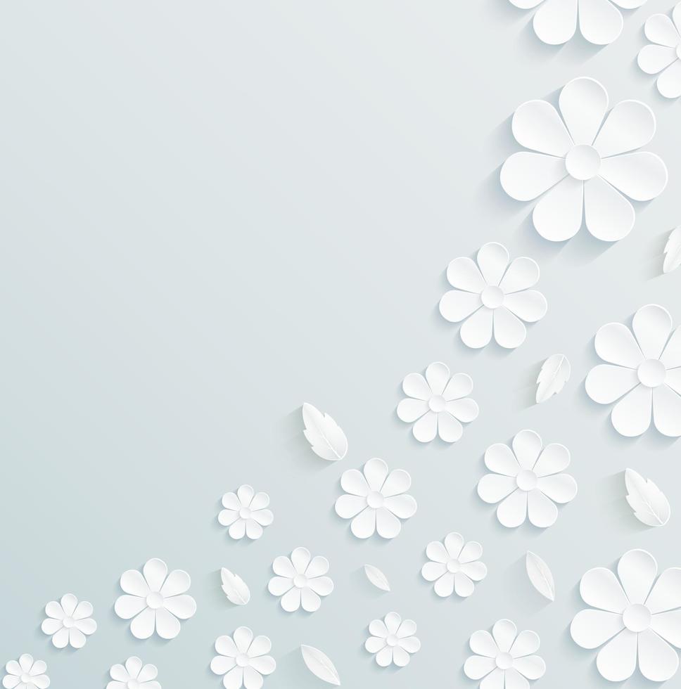 Flowers pattern daisy with leaves on gray background. vector