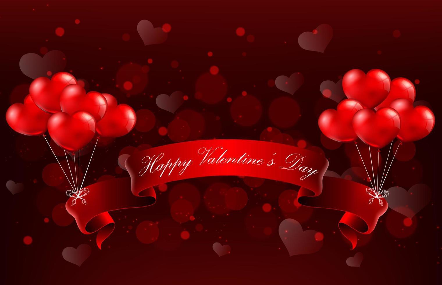 Valentine's Day Concept of heart with realistic red ribbon vector
