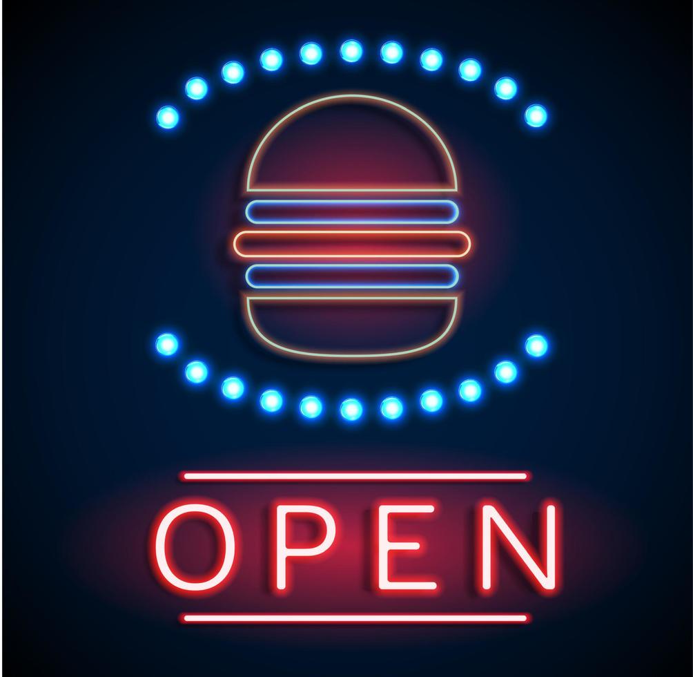 Glowing neon open signs vector