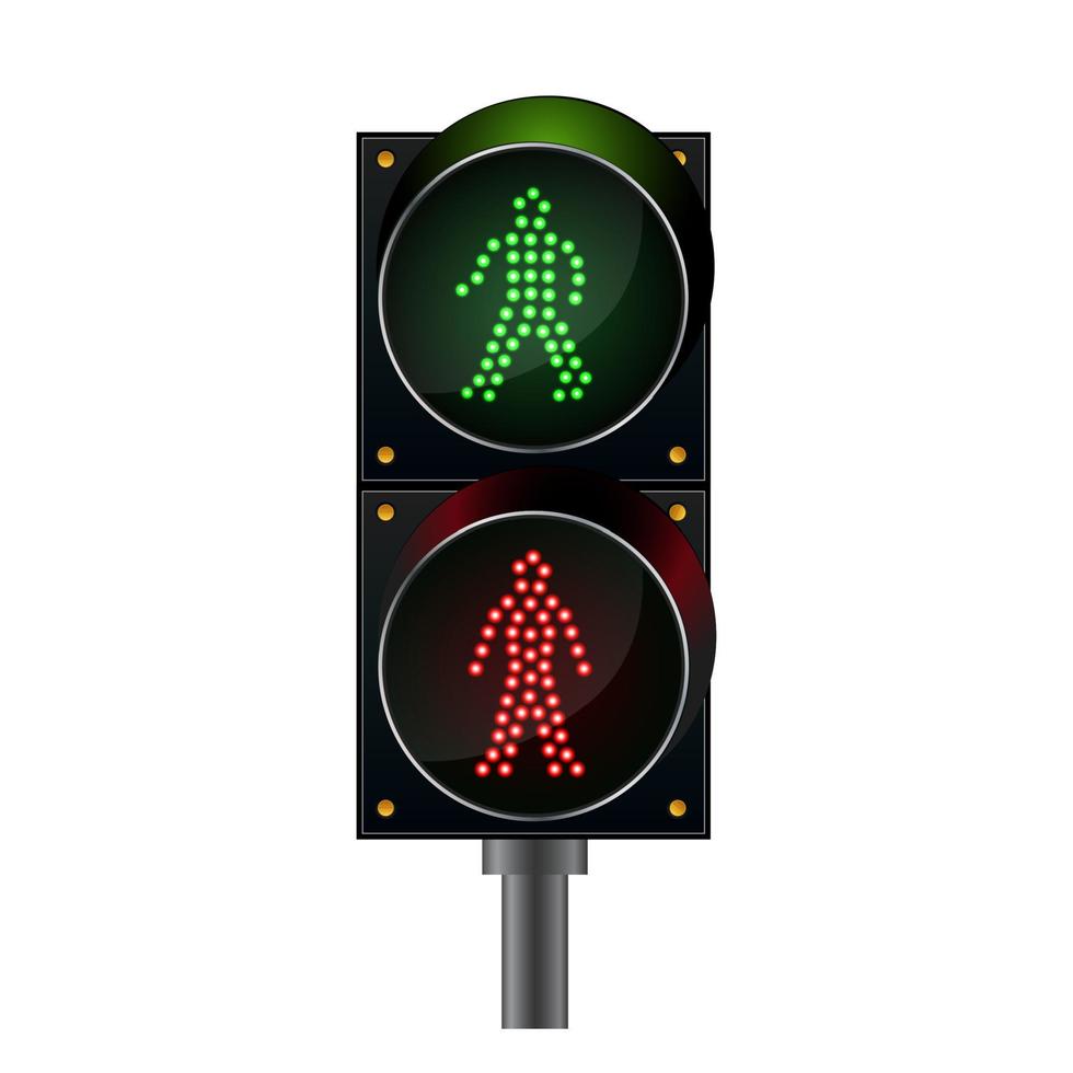 Pedestrian crossing, pedestrian light. Stop of light vector