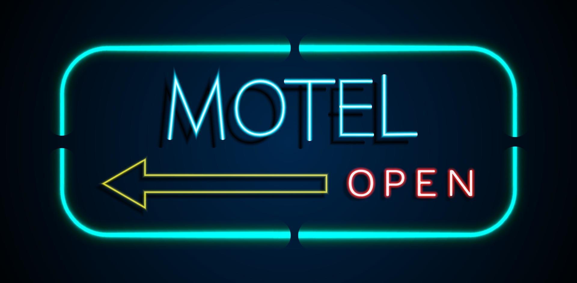 Background of neon signs motel vector