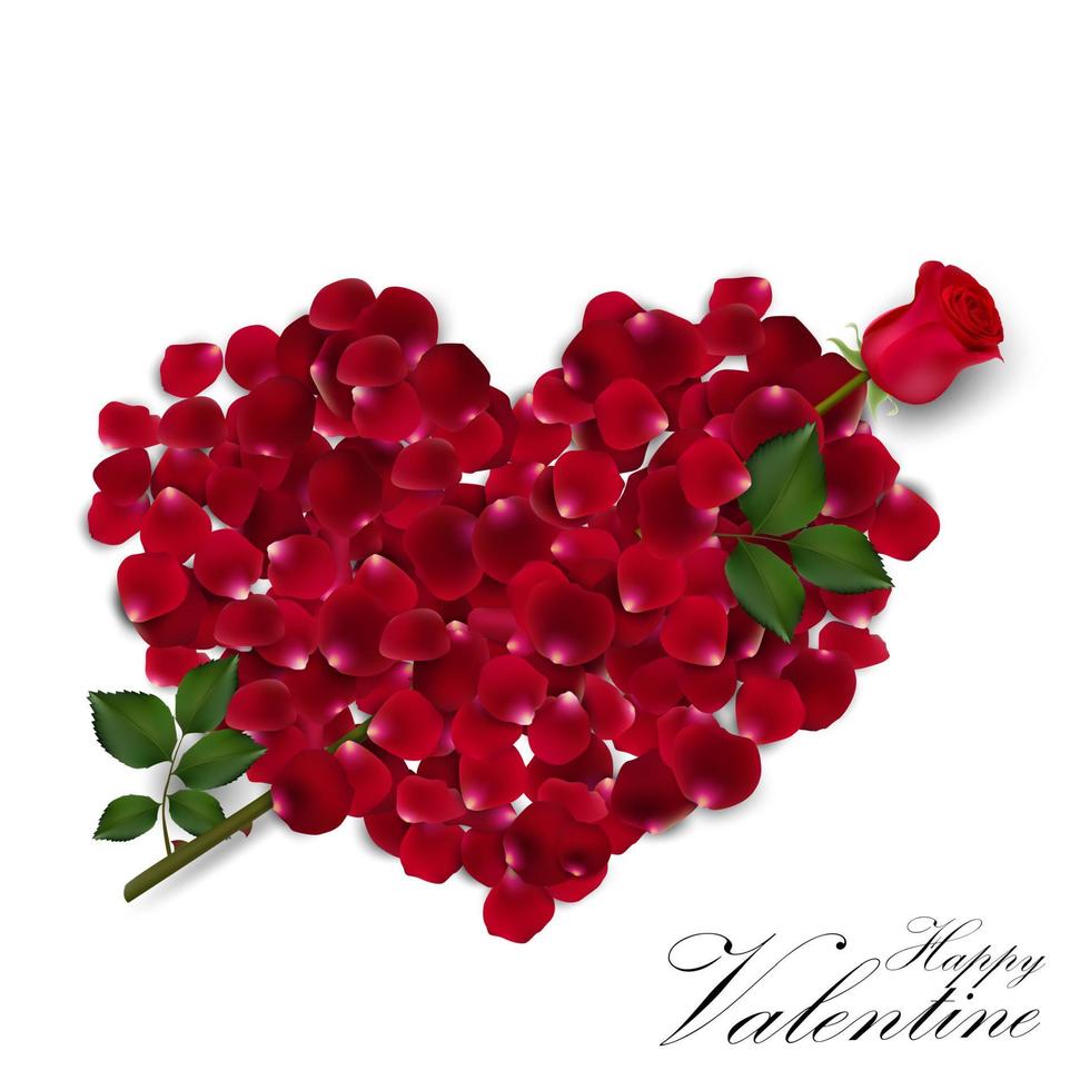 Valentine's day background with  rose petals heart .vector vector