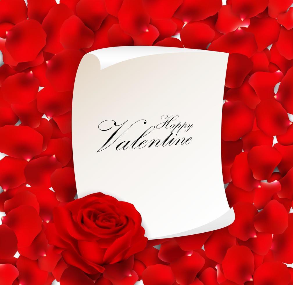 Red rose with blank paper for text vector