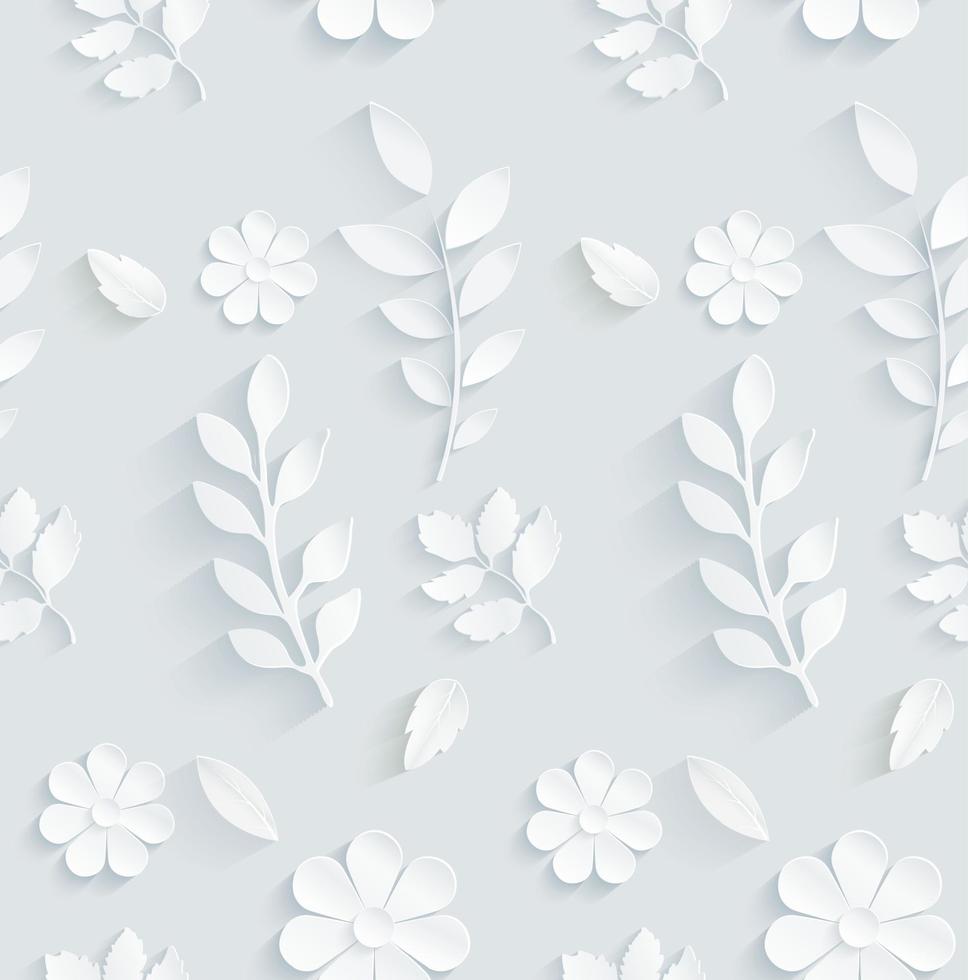 Flowers pattern daisy with leaves on gray background.vector vector