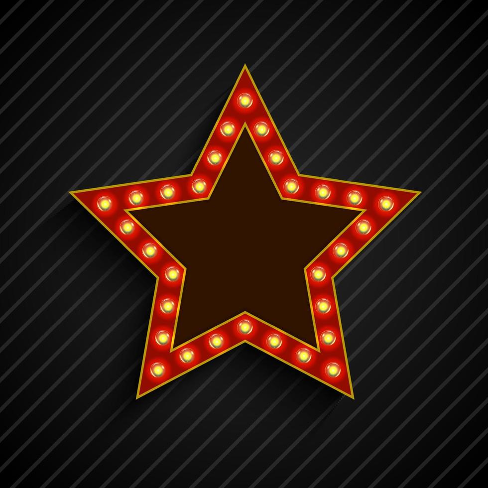 Lighting bulb banner star sign on the on black background.vector vector