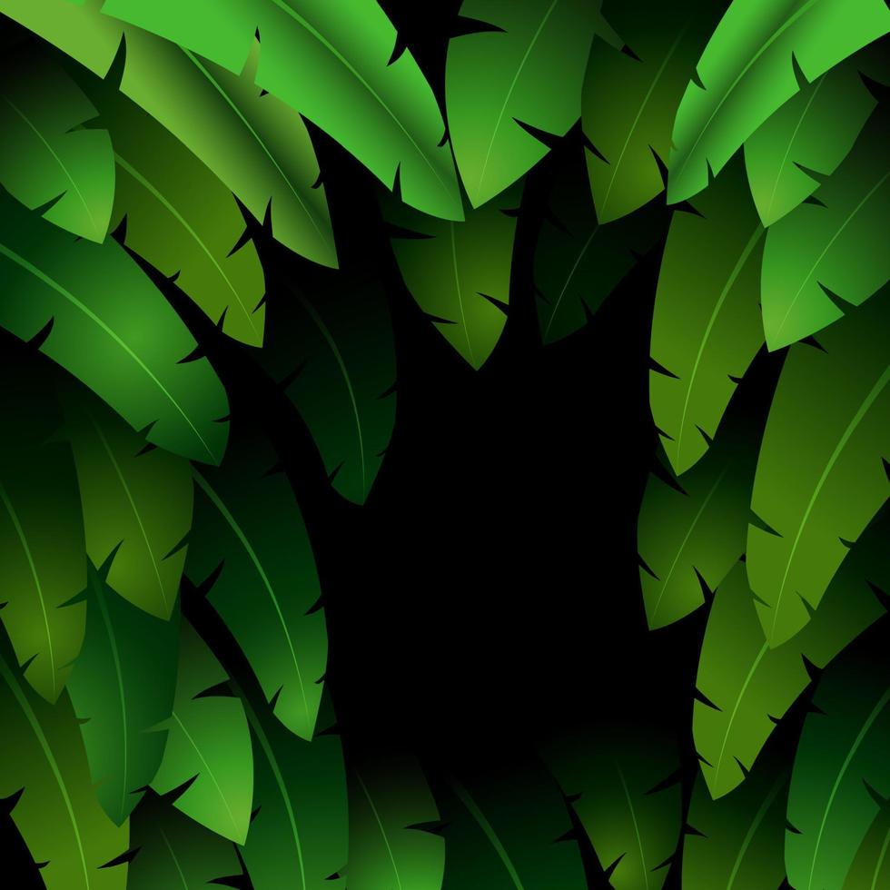 Exotic pattern with tropical leaves banana on a black background.vector vector