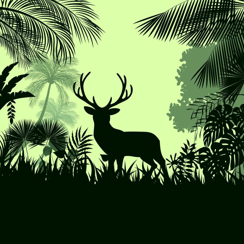 Forest background with wild deer of trees.vector vector