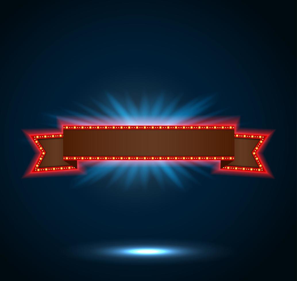 Ribbon retro background light banner with light bulbs on the contour.vector vector