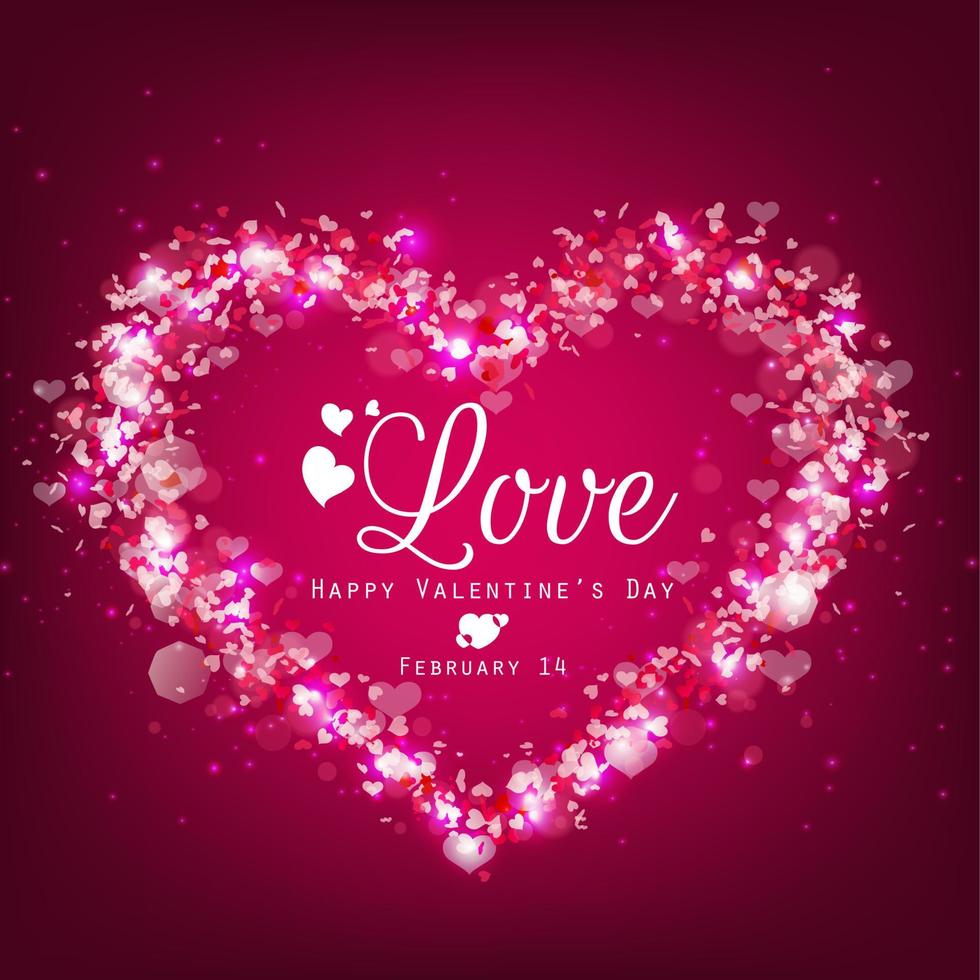 Sparkle bright background with pink heart vector