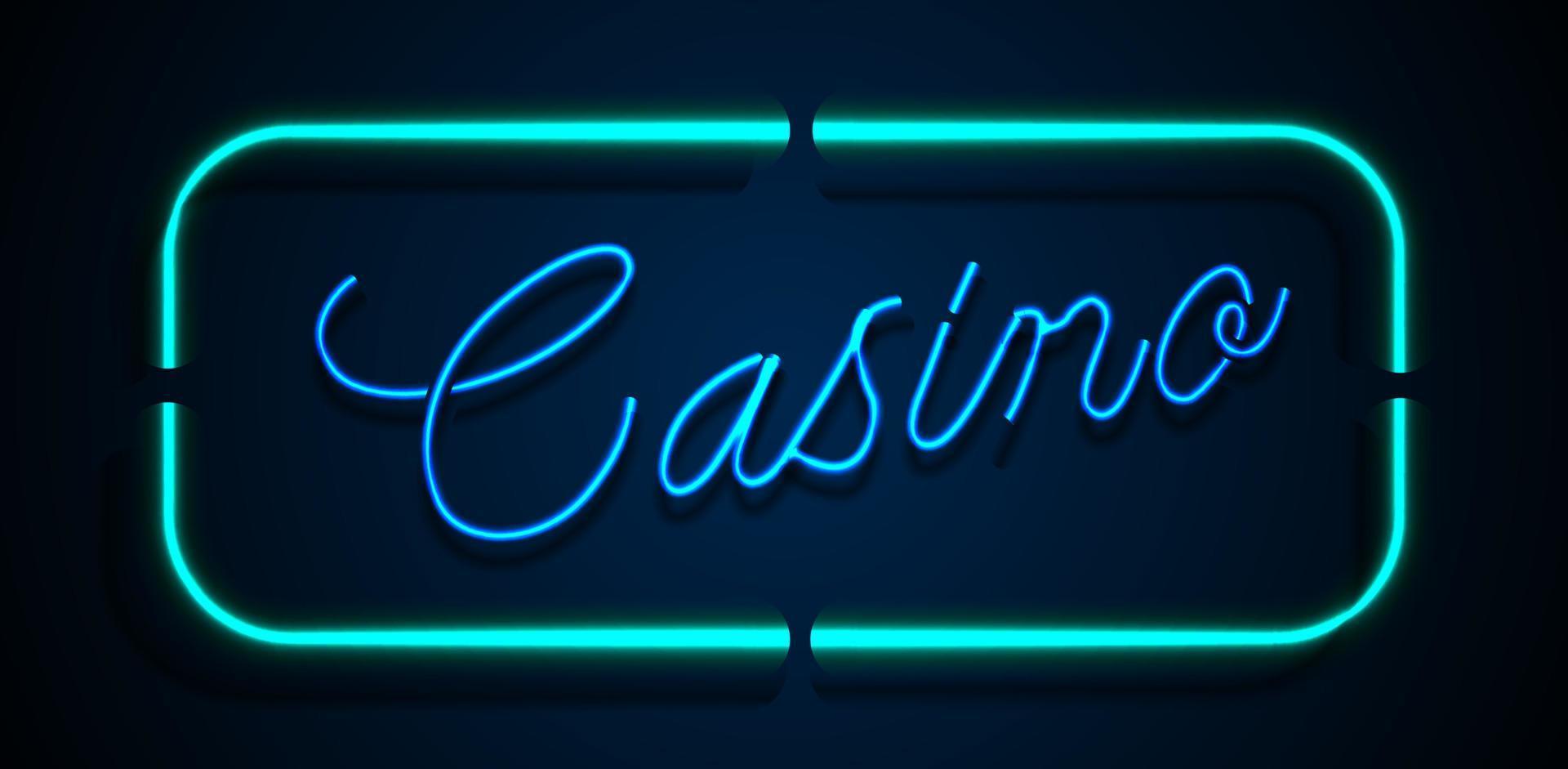 banner de neón en el fondo del casino de texto vector