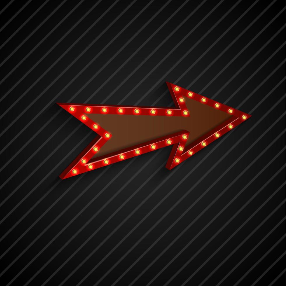 Arrow sign with light bulbs on black background.vector 6210395 Vector