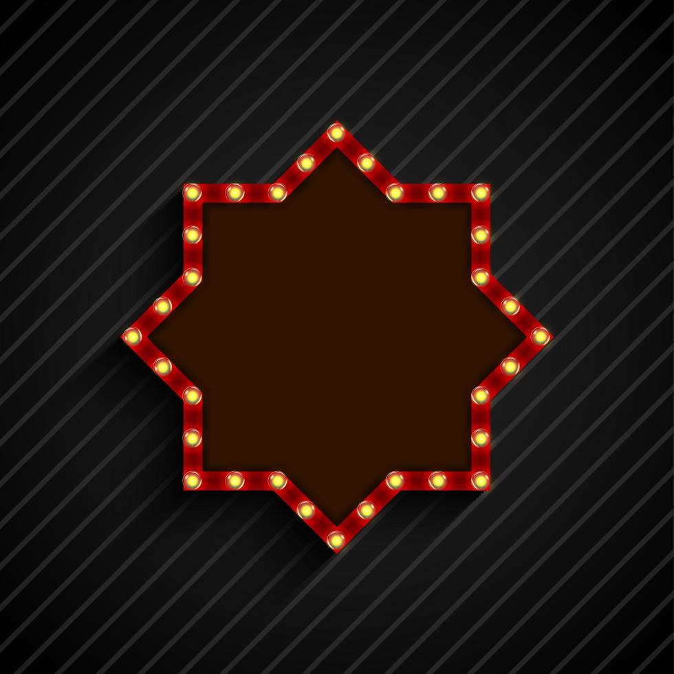 Shining spotlight on billboard sign on black background vector