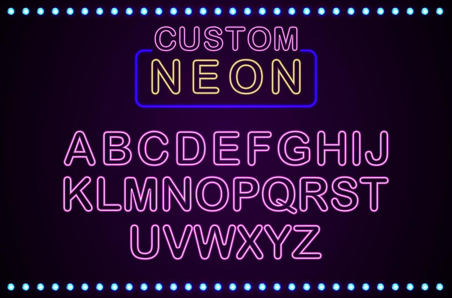 Set retro custom neon signs background.vector vector