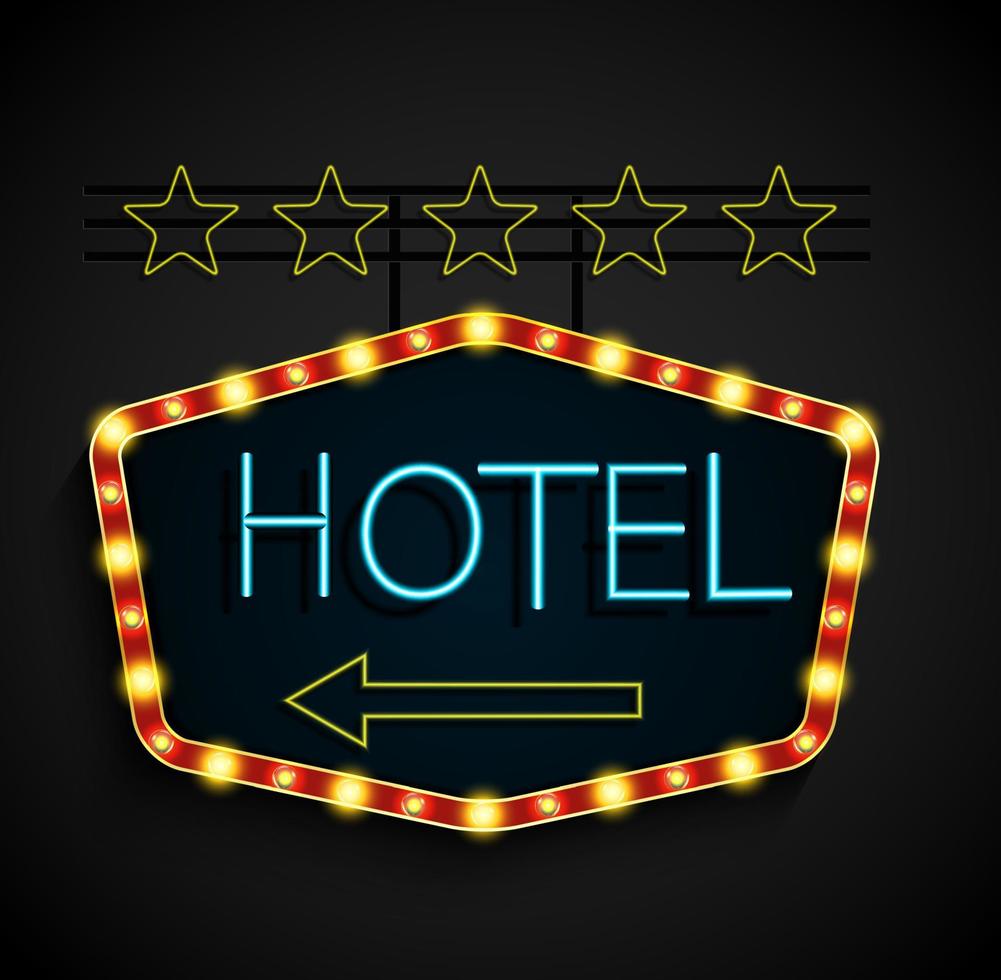 Shining retro light banner motel on a black background vector