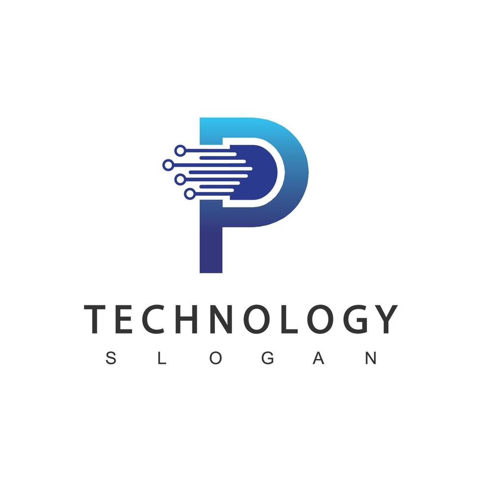 P Initial Digital Technology Logo vector