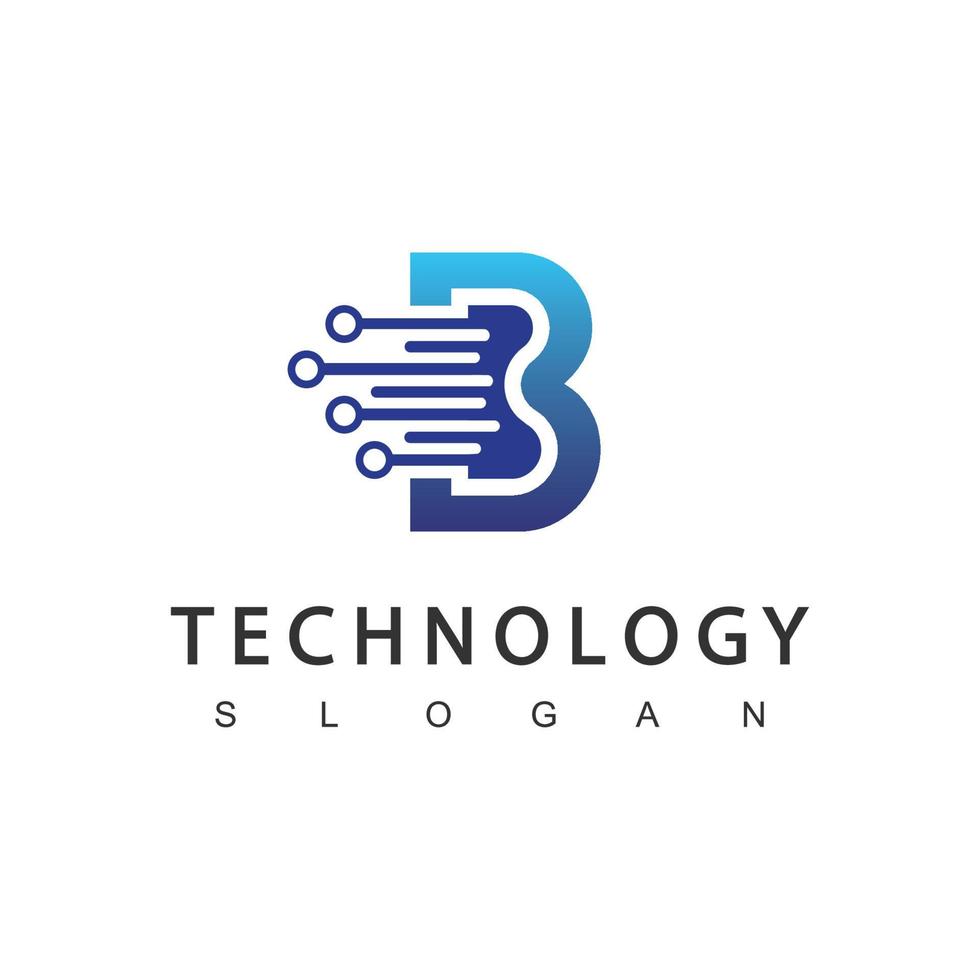 logotipo de tecnología digital inicial b vector