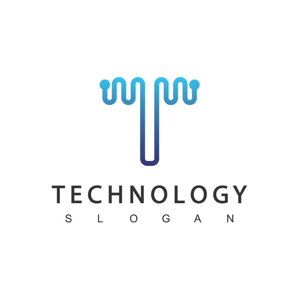 T Initial Digital Technology Logo vector