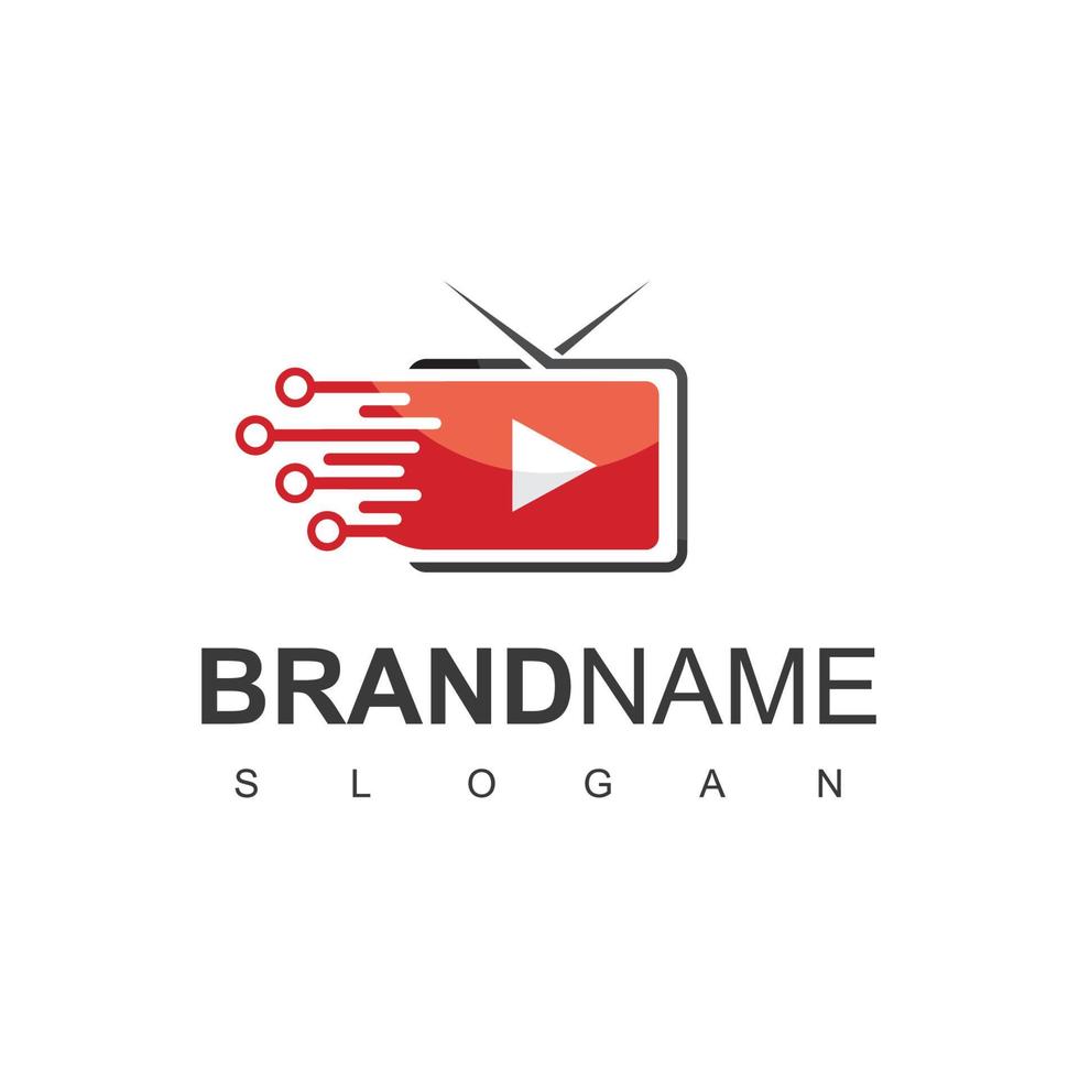 TV And Media Player Logo Design Template, Play button Icon Vector