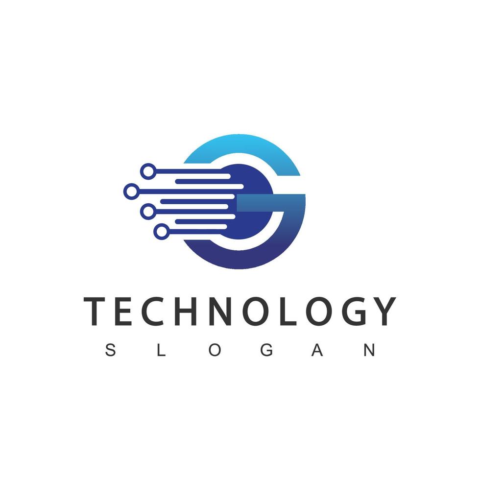 g logotipo de tecnología digital inicial vector