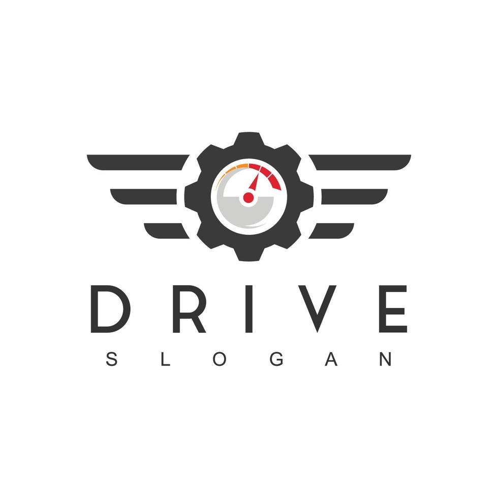plantilla de logotipo de conducción de coche, velocímetro, equipo de carreras e icono de garaje vector