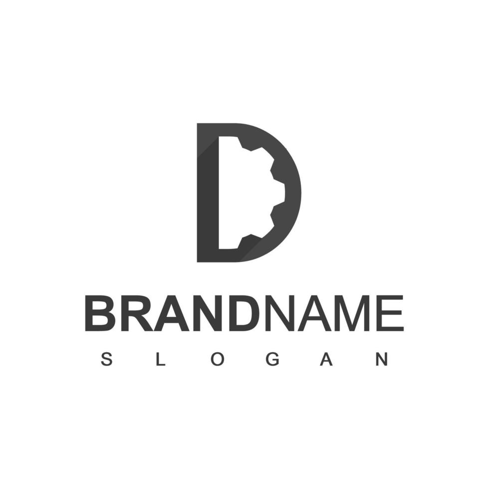 plantilla de diseño de logotipo de engranaje de letra d vector