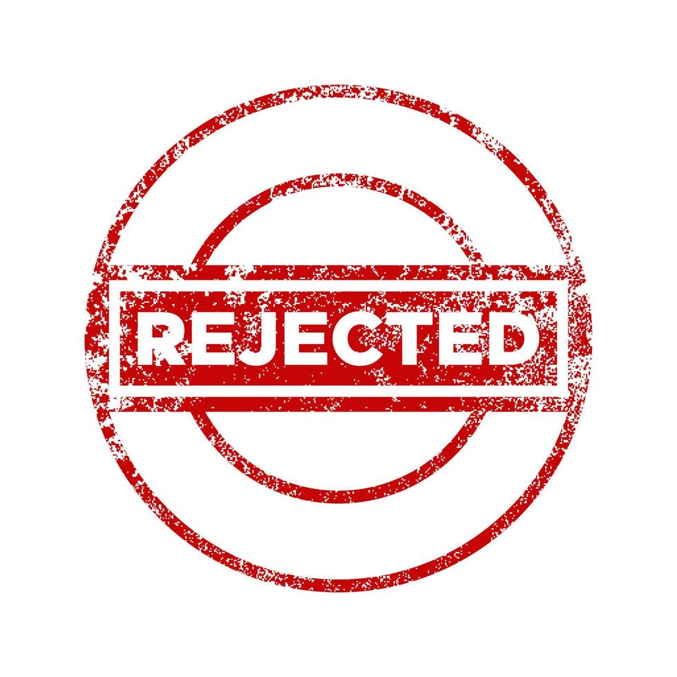 Rejected red grunge stamp. Rejected stamp or label vector illustration