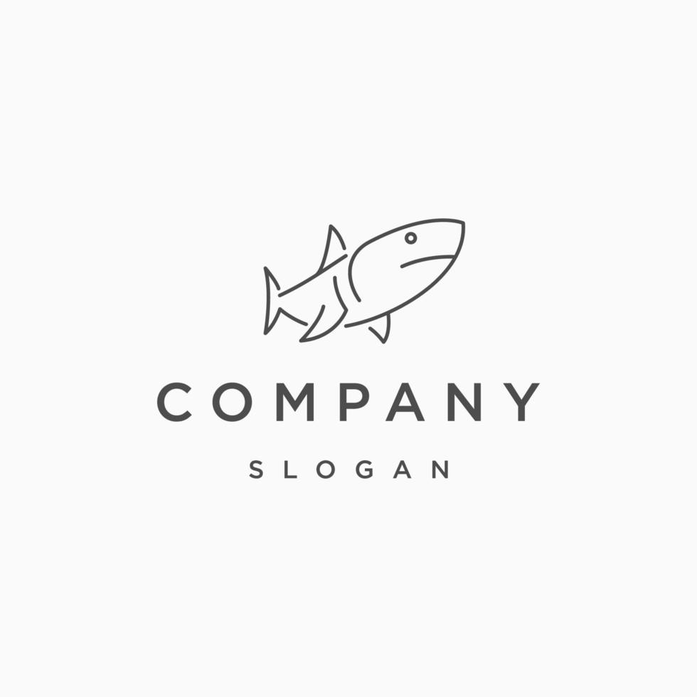 plantilla de diseño de icono de logotipo de arte de línea de tiburón vector