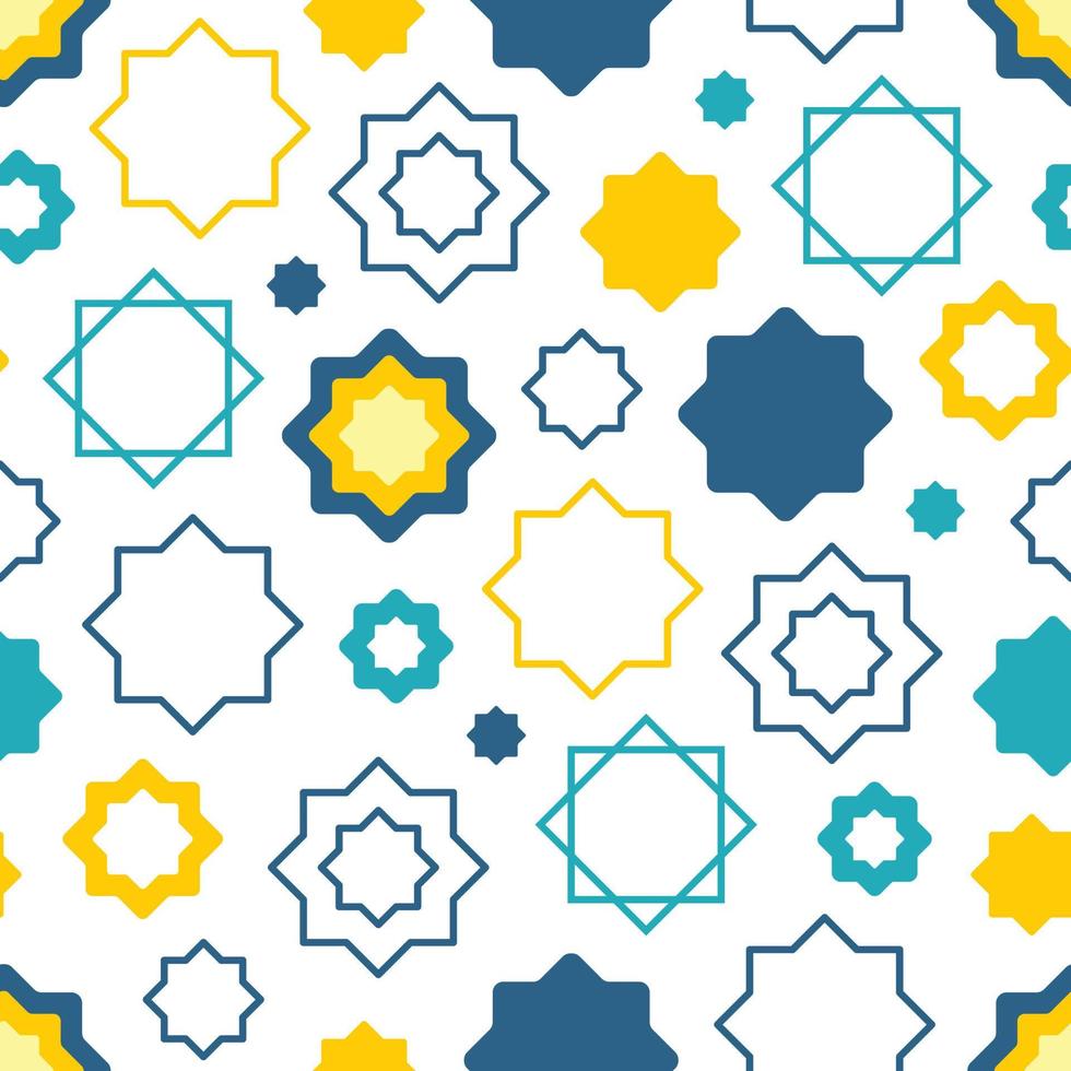Colorful Islamic star Rub el Hizb seamless pattern vector