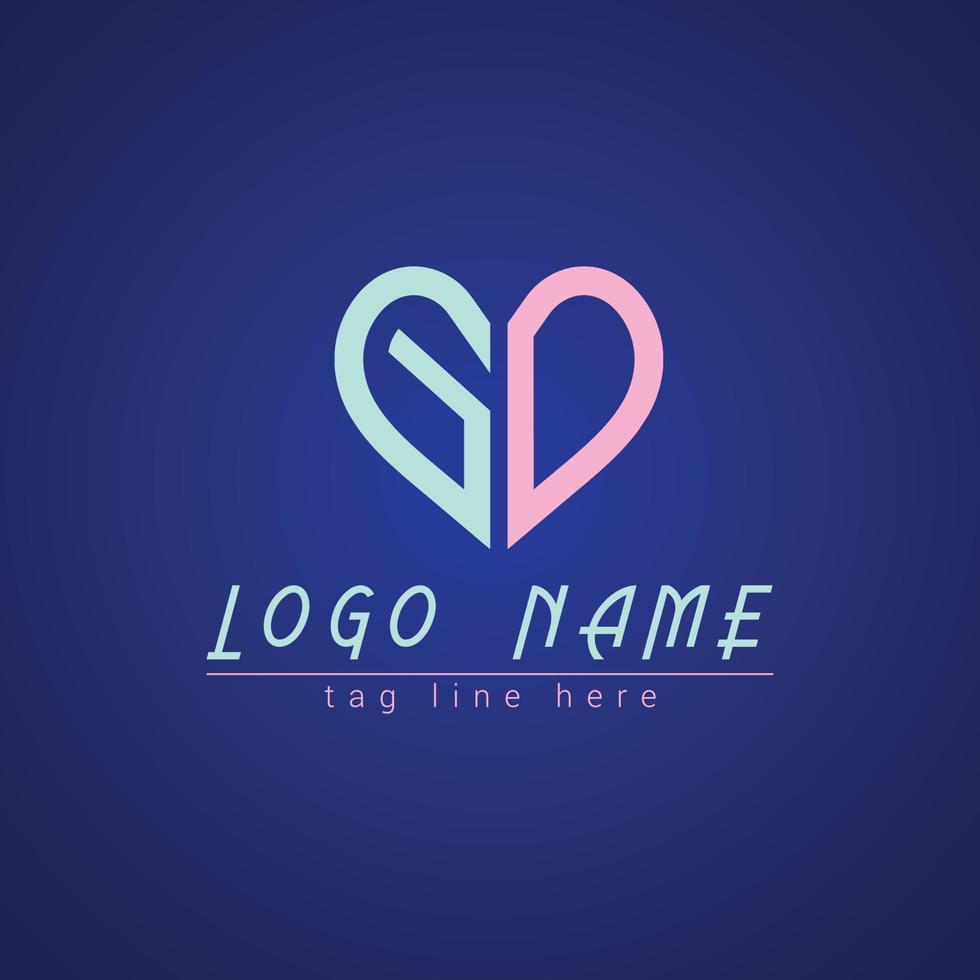diseño de logotipo de amor de letra única mínima creativa gd vector
