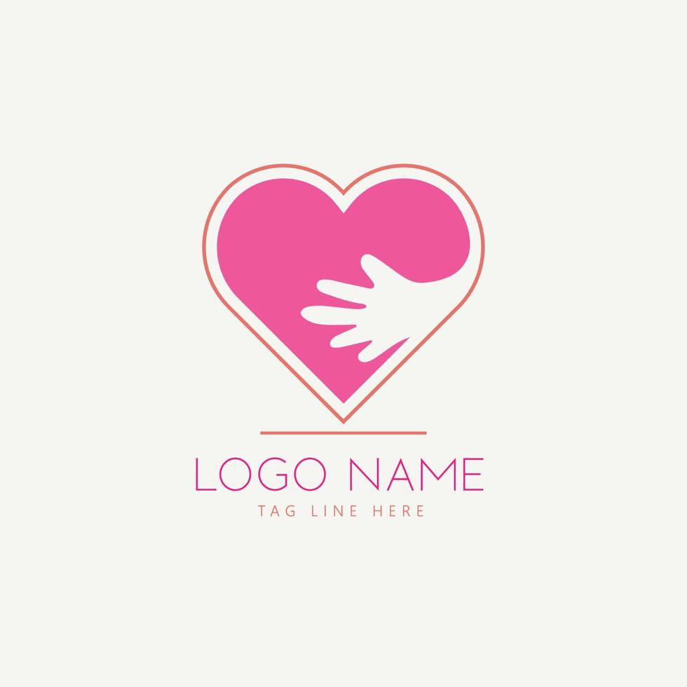 diseño de logotipo simple de cuidado de amor mínimo vector
