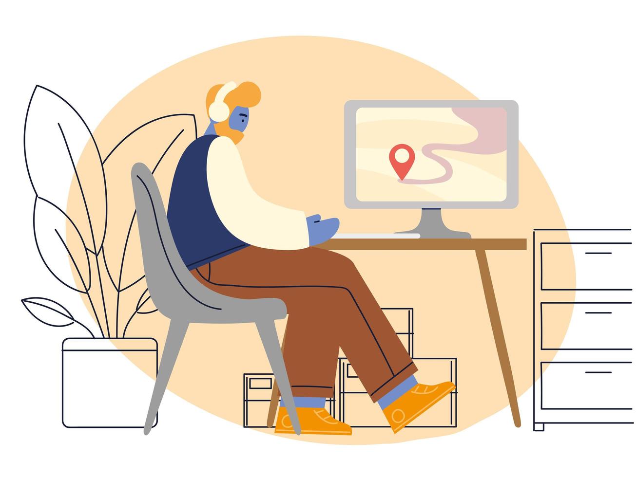 man making online shopping vector