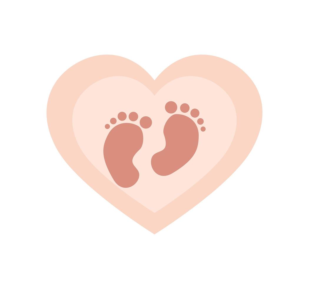 huellas de bebé en el corazón vector