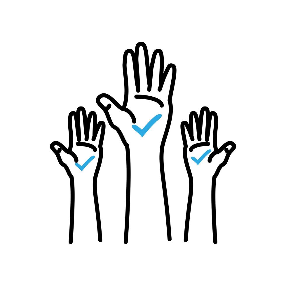 raised hands with check mark vector