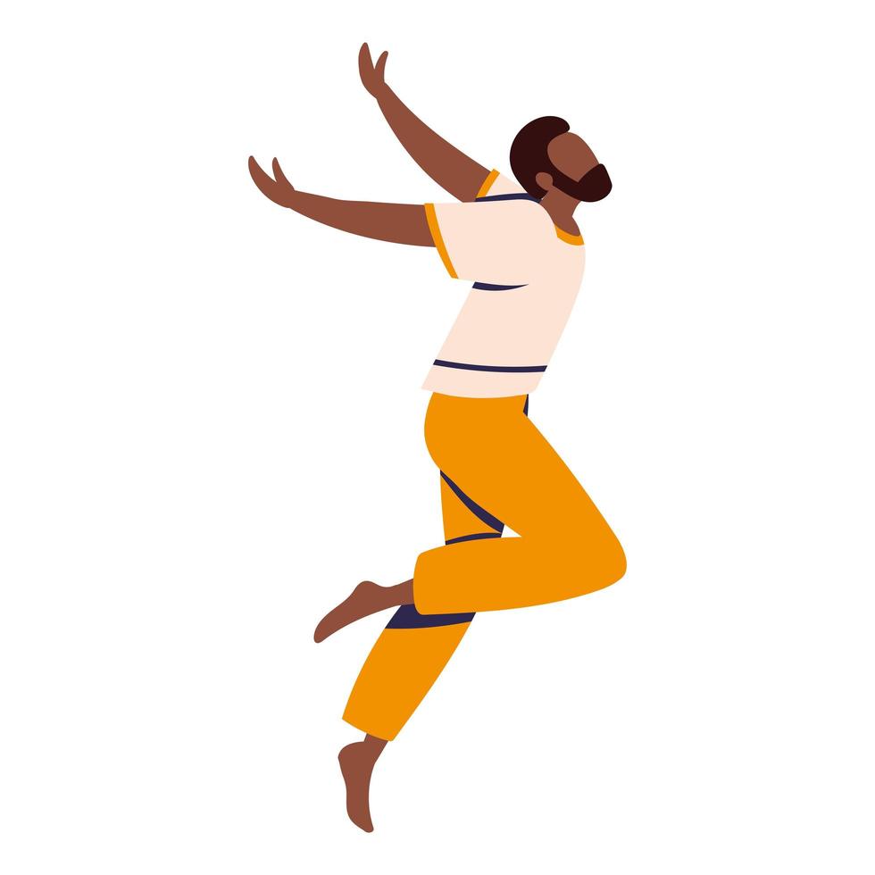 afro american man jumping vector