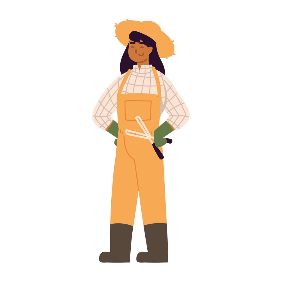 farmer woman work professional vector