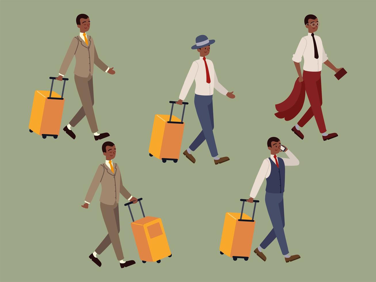 business people and suitcases, icons vector
