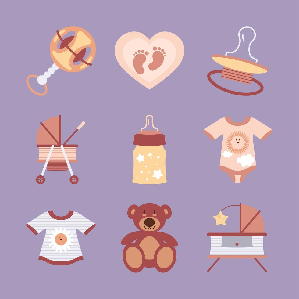 conjunto de iconos de bebé vector