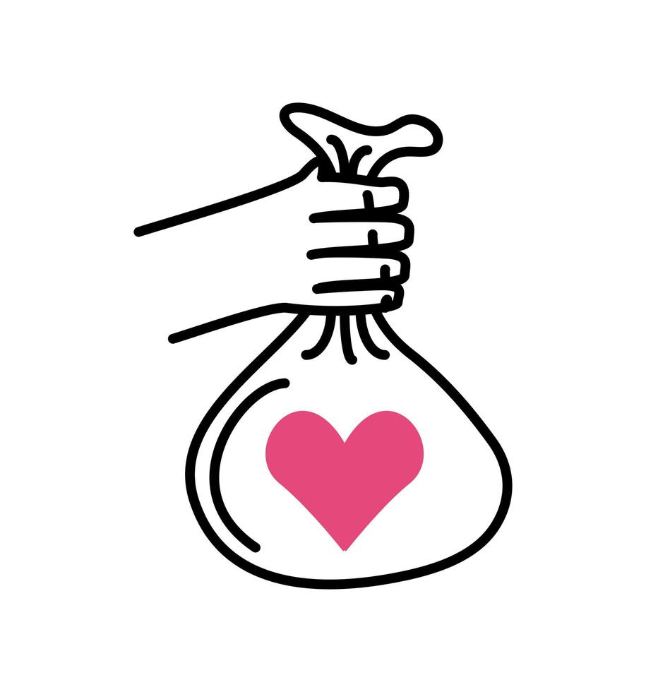 hand with donation bag vector