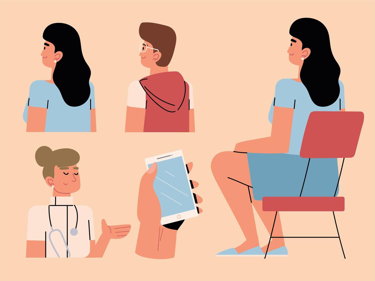 set doctor and patients vector