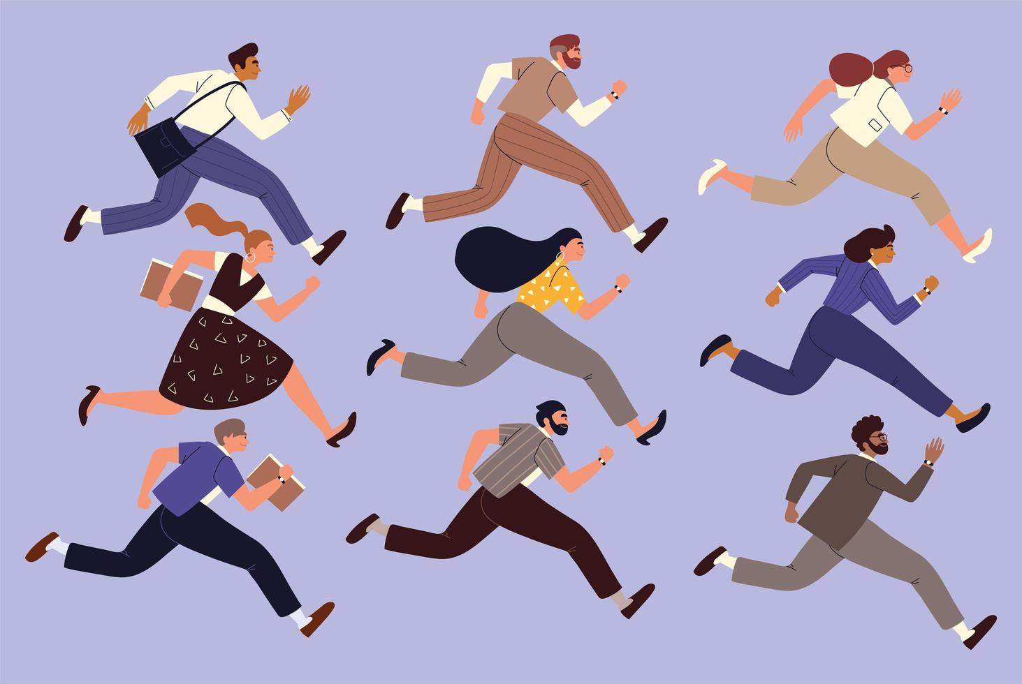 set of business people running vector