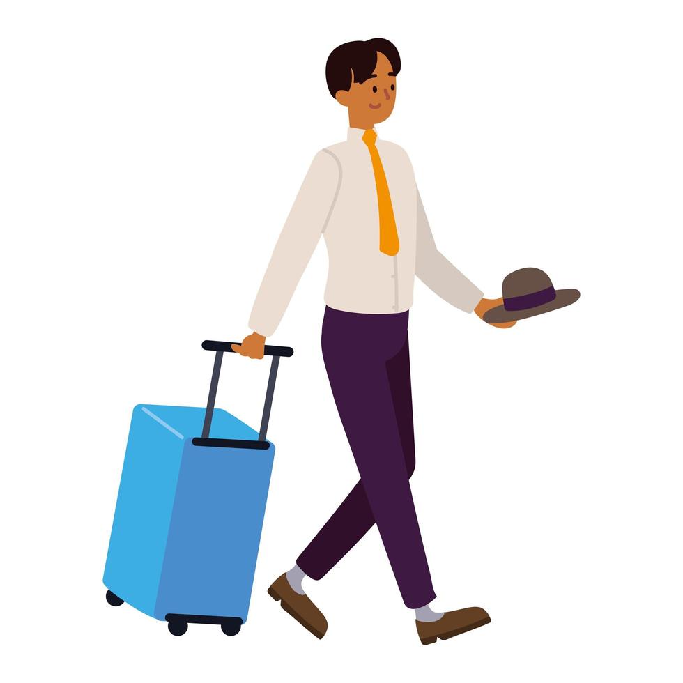 traveler businessman cartoon vector