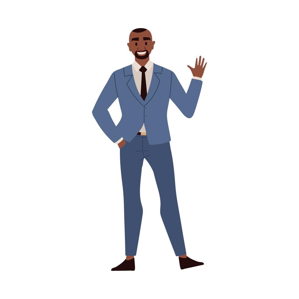 black businessman waving hand vector