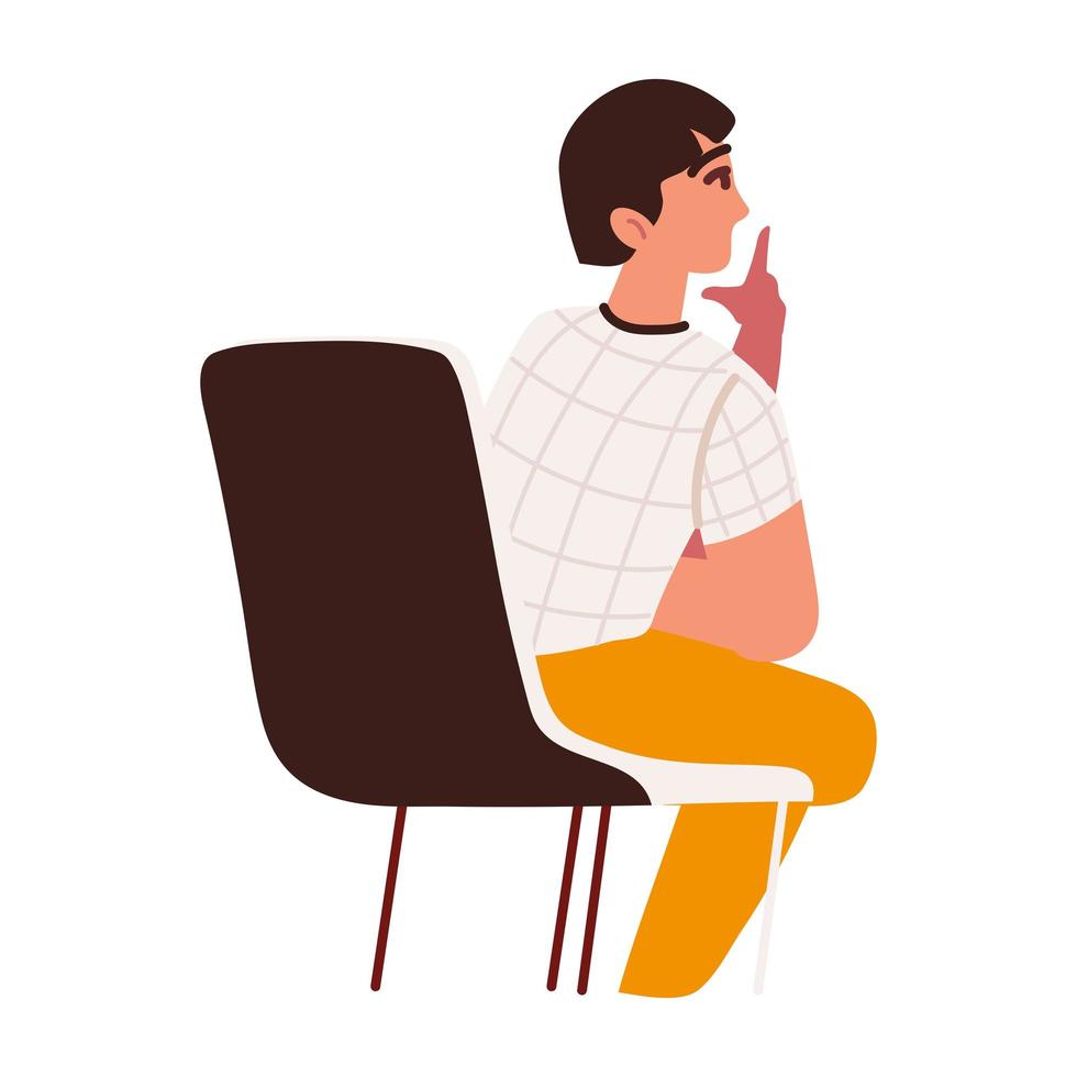 boy sitting on chair vector